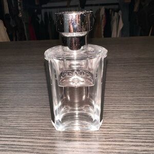 Prada Transparent Glass Bottle with Shiny Silver Cap